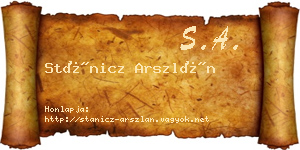 Stánicz Arszlán névjegykártya
